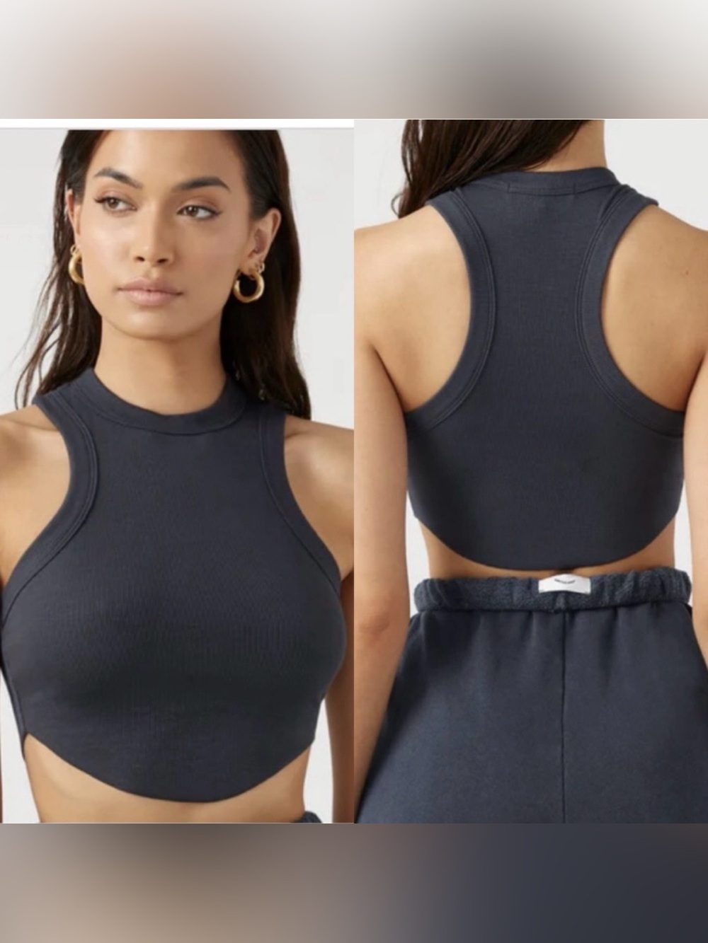 Joah Brown The Body Crop Tank Black Flex Rib XS/S